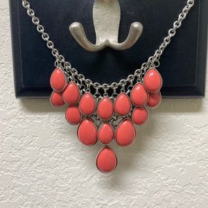 Coral and silver necklace and earring set